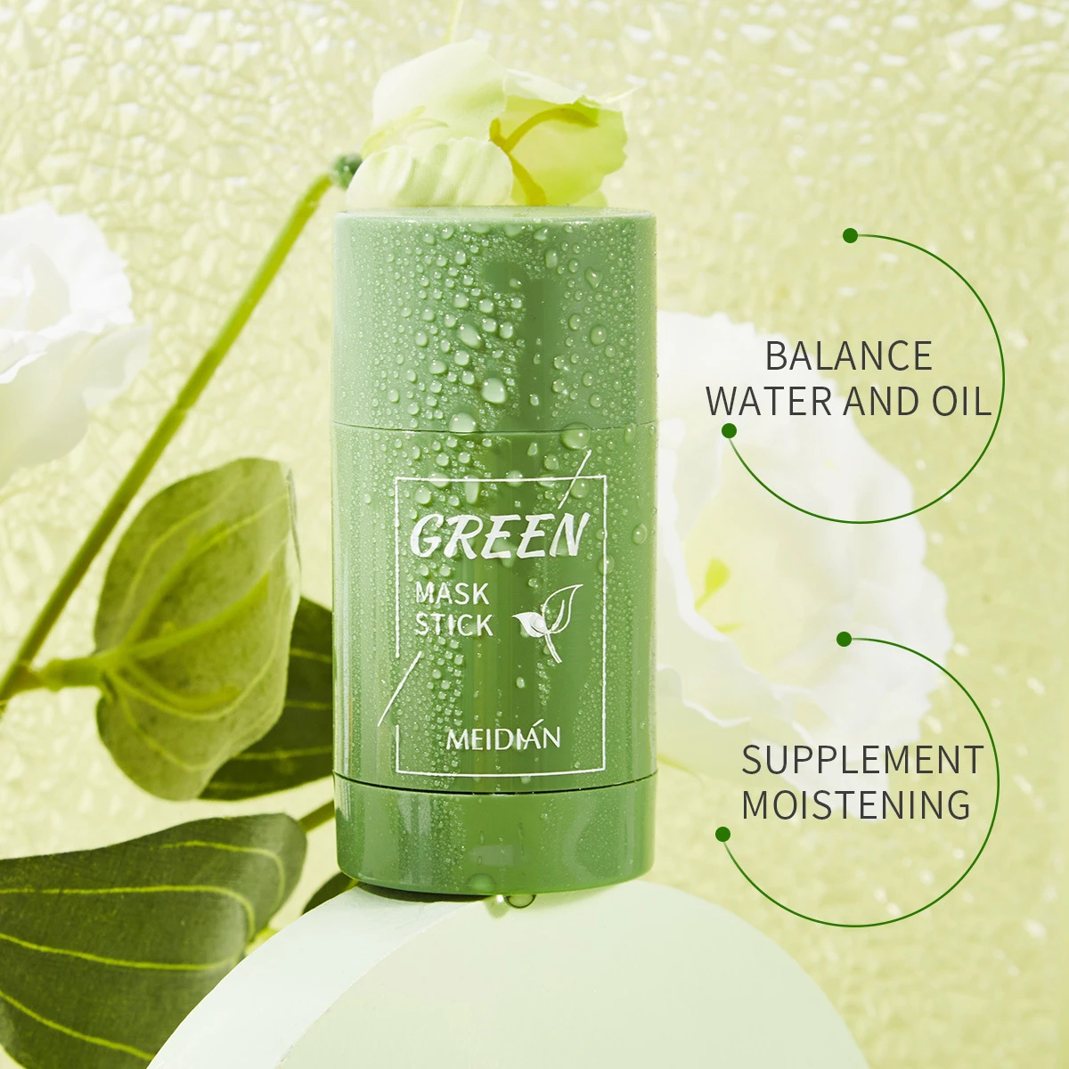 Anti-Points Noirs Visage à l'Extrait de Thé Vert pour Nettoyage Profond, Masque Facial Purifiant et Blanchissant, Masque Bâtonnet à l'Argile Verte